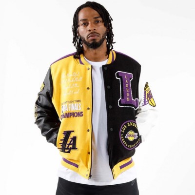 Premium Mh -2004 Lakers Yellow And Purple Varsity Jacket