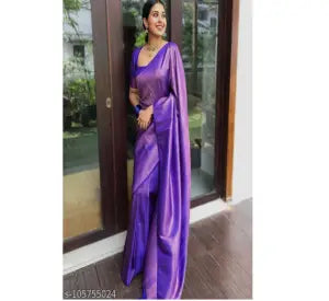 New Soft Banarasi Silk Saree With Matching Blouse