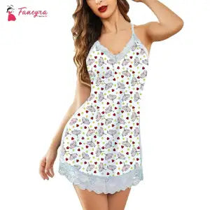 Fancyra Floral Print Hot Sleepwear Sling Dress Beautiful Babydoll Lingerie