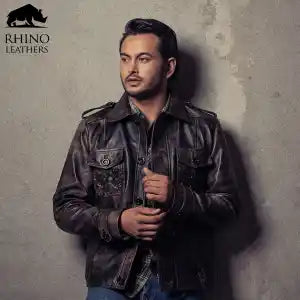 Rhino Leather Men's Stylish Stonewash Leather Jacket