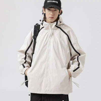 743 Side Lining Design Water Proof Wind Cheater Jacket " Off White "