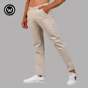 Wraon Light Cream Premium Stretchable Straight Fit Cotton Chinos For Men - Fashion | Pants For Men | Men's Wear | Chinos Pants |