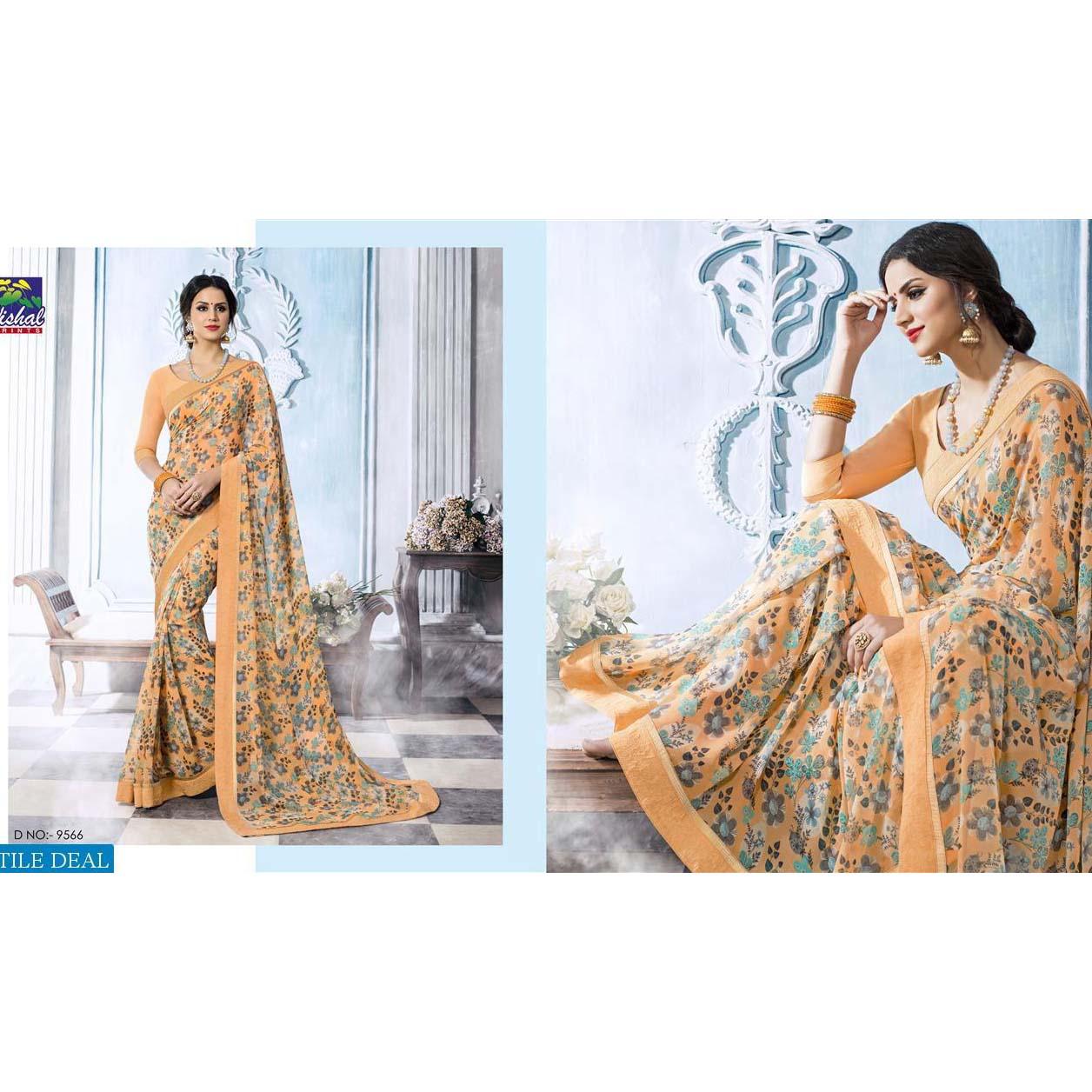 Mustard Designer Pure Soft Georgette Saree With Blouse For Women
