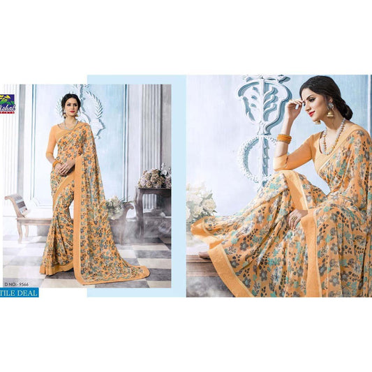 Mustard Designer Pure Soft Georgette Saree With Blouse For Women