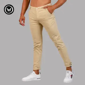 Wraon Dark Cream Premium Stretchable Cotton Chinos For Men - Fashion | Pants For Men | Men's Wear | Chinos Pants |