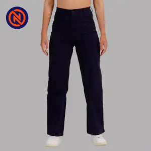 Nepster Black High Rise Stretchable Fancy Straight Cotton Pants For Women
