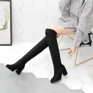 Fashion Spring Over The Knee Heels Suede Long Comfort Boot For Women 647-5