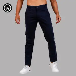 Wraon Navy Blue Stretchable Premium Cotton Chinos For Men - Fashion | Pants For Men | Men's Wear | Chinos Pants |