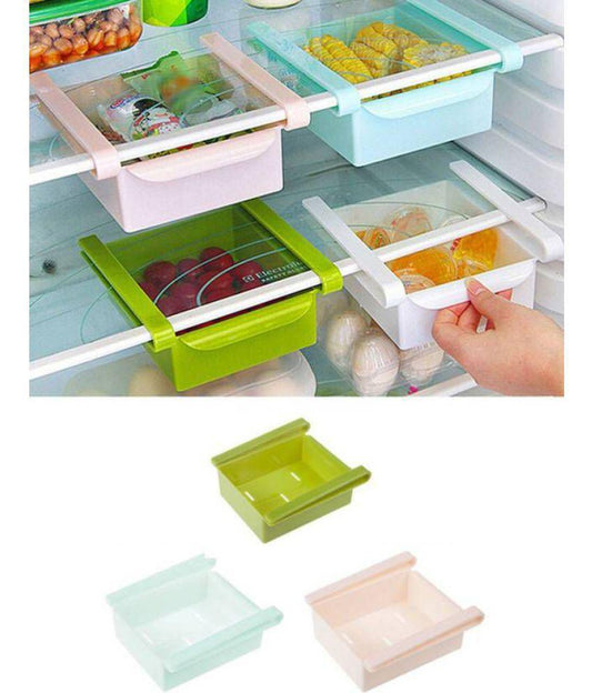 Fridge/Refrigerator Sliding Storage Rack Organizer Set/Storage Rack Shelf/Storage Basket/Storage Tray (Pack Of 4) Multi-Color