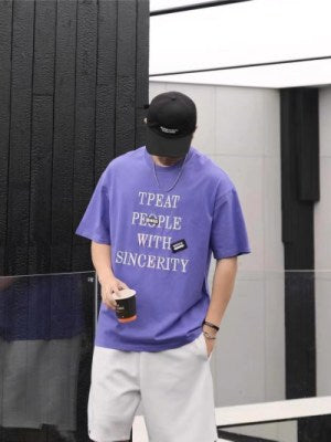 66892 Treat People With Sincerity Printed T-shirt " Purple "