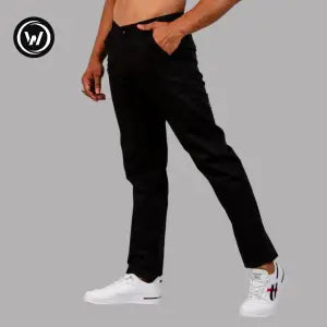 Wraon Black Premium Stretchable Straight Fit Cotton Chinos For Men - Fashion | Pants For Men | Men's Wear | Chinos Pants |