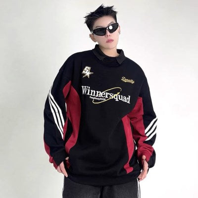 Y082 Winnersquad Autumn Retro Y2k Design Long Sleeve Sweatshirt “ Black “