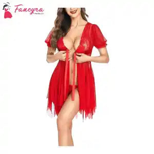 Fancyra Red Full Lace Sexy Lingerie Set For Women