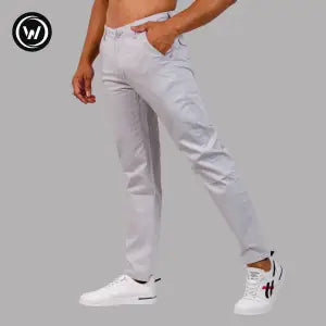 Wraon Super Light Grey Premium Stretchable Straight Fit Cotton Chinos For Men - Fashion | Pants For Men | Men's Wear | Chinos Pants |