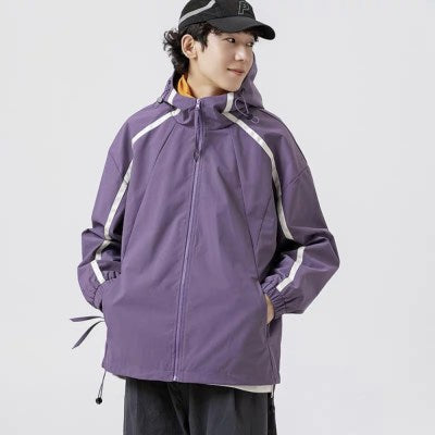 743 Side Lining Design Water Proof Wind Cheater Jacket " Purple "