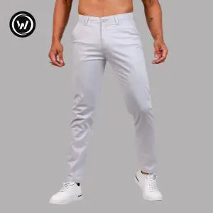 Wraon Super Light Grey Stretchable Premium Cotton Chinos For Men - Fashion | Pants For Men | Men's Wear | Chinos Pants |