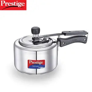 Prestige Nakshatra Alpha Svachh Stainless Steel Spillage Control Pressure Cooker 2 liters with induction Base (Silver)