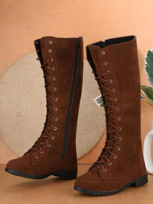 Saawar Winter Fashion Long Boot Brown Color For Women