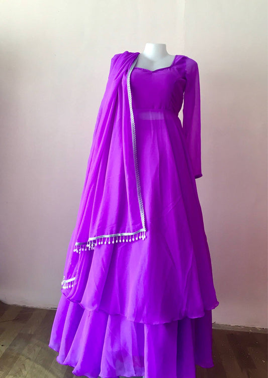 Long Kurtha With Umbrella Salwar For Women | Lavender | Fashion | Kurtha For Women | Kurtha Salwar | Women'S Wear |