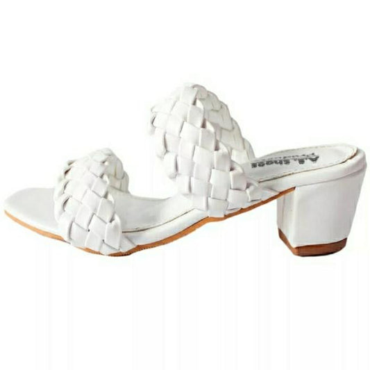 White Block Heel Sandal For Women