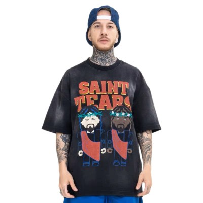 T119 Saint Michael Denim Tears Over Size T-shirt