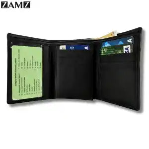 Zamz Three fold 100% Genuine Leather Wallet For Men