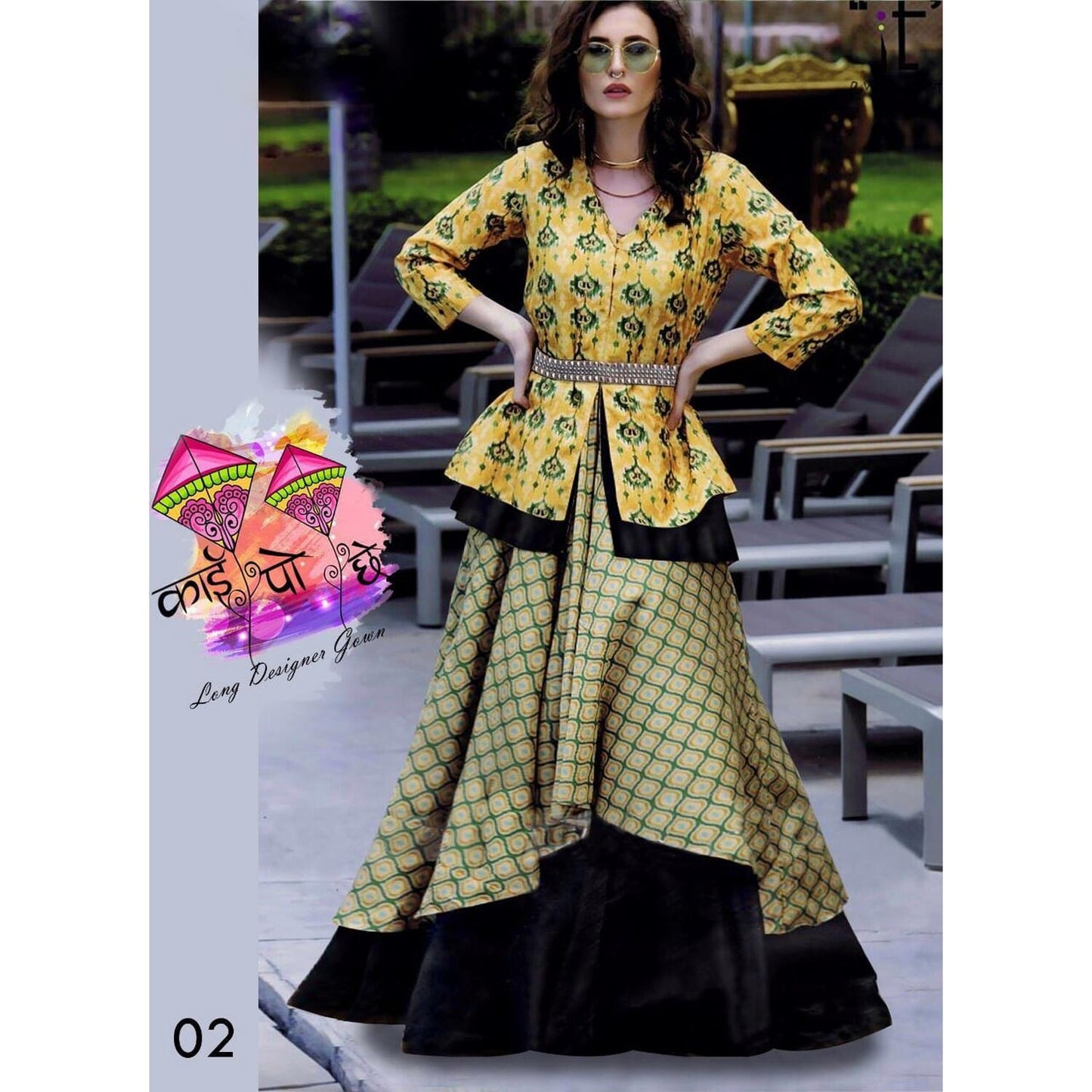 Multi Color Rayon Designer Gown For Women