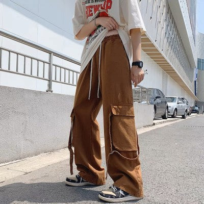 2217 Cargo Side Box Pocket Cotton Straight Track Pant " Brown "