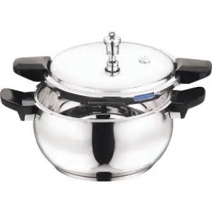 Vinod 18/8 Stainless Steel Magic Outer Lid Pressure Cooker - 5.5 Liters with a Pressure Cooker Lid, Straining Lid and Glass Lid