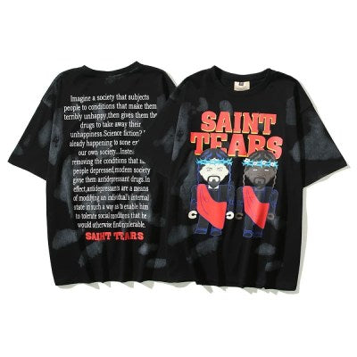 T 119 Saint Tears Over Size T-shirt " Black "