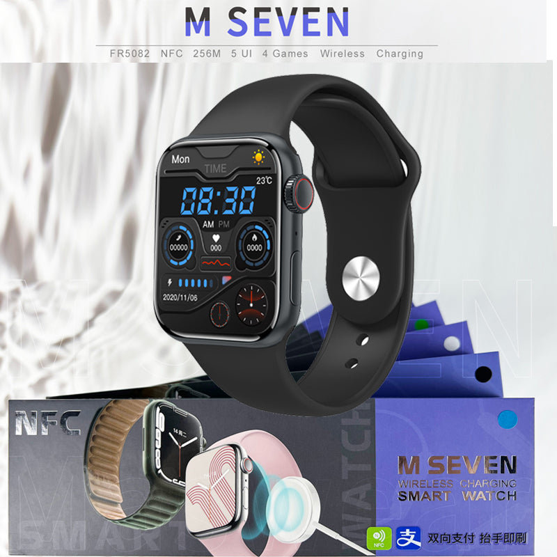 M Seven Seris 7 Smartwatch with Long Battery NFC IP67 Water Resistance Smooth HD Display with no Lag