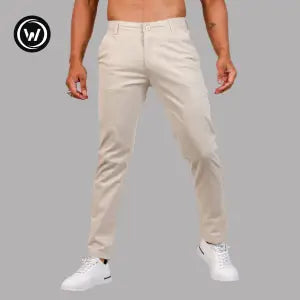 Wraon Light Cream Stretchable Premium Cotton Chinos For Men - Fashion | Pants For Men | Men's Wear | Chinos Pants |