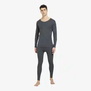 ONN Men's Charcoal Melange Thermal Long Sleeve Vest & Long John (Thermocot) - Fashion | Thermal For Men |
