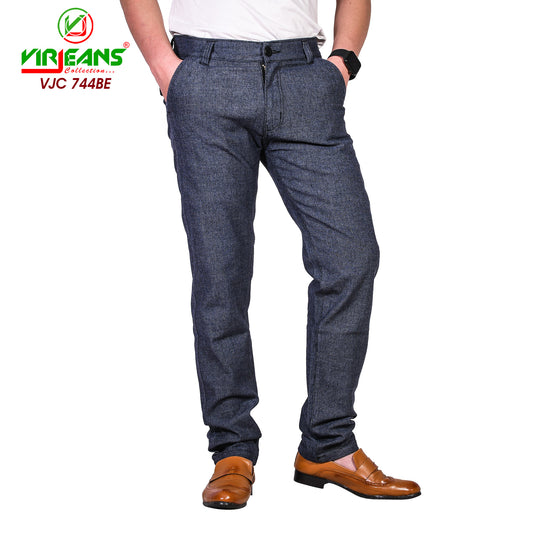 VIRJEANS (VJC744) Stretchable Dotted Cotton Chinos Pant For Men - Blue
