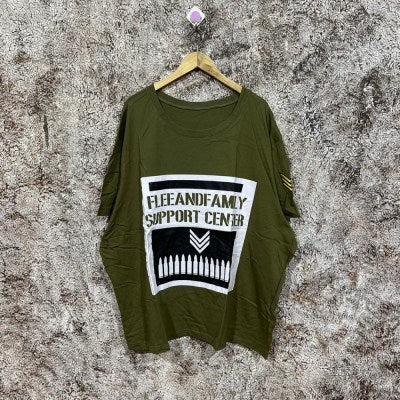 Plus Size Flee And Family Support Center T-shirt " Army Green "