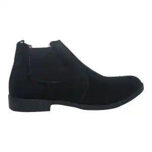 Black Pointed Suede Leather Chelsea Boots For Men