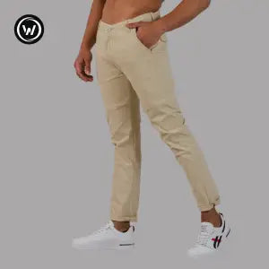 Wraon Cream Premium Stretchable Cotton Chinos For Men - Fashion | Pants For Men | Men's Wear | Chinos |