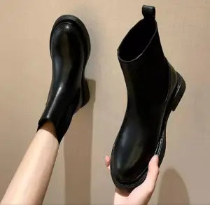 Fashion Chelsea Boots Ladies Autumn Shoes Slip On Square Heels Ankle Boots Office PU Leather Winter Women Footwear