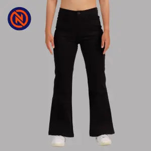 Nepster Black High Rise Stretchable Fancy Cotton Belly Pants For Women