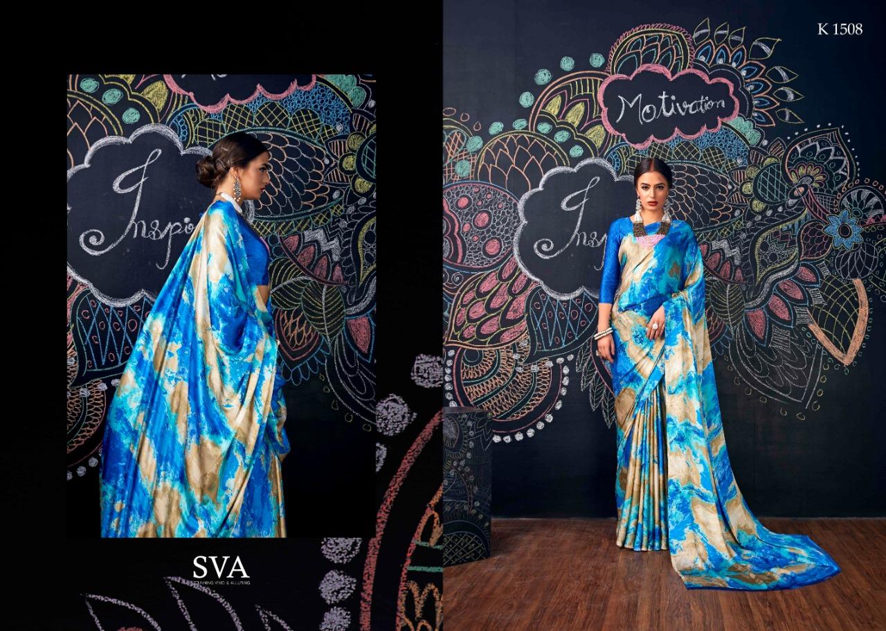 Sky Blue Designer Satin & Silk Saree With Blouse For Women