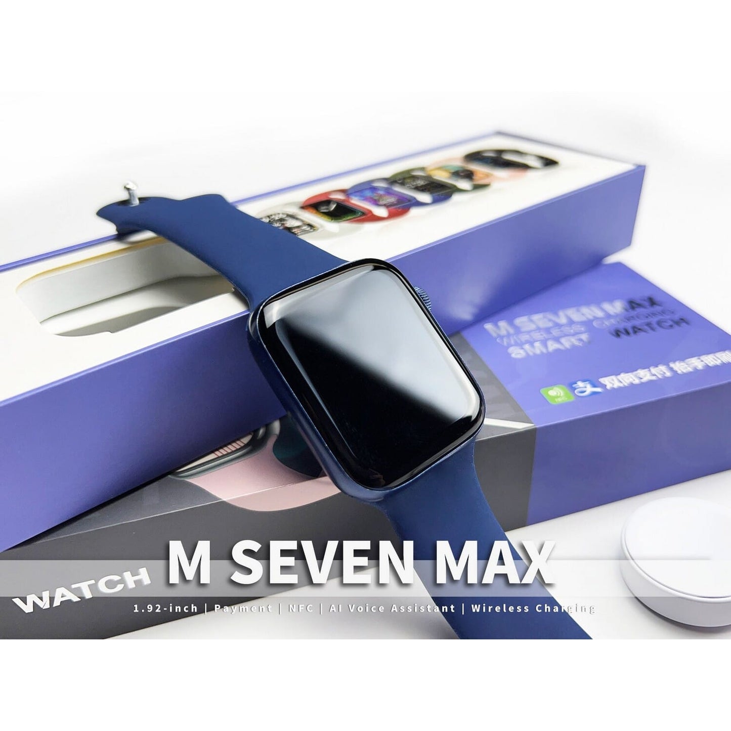 M Seven Max 1.92 inches Full Screen Smartwatch with NFC Wireless Charging Long battery and Long Battery