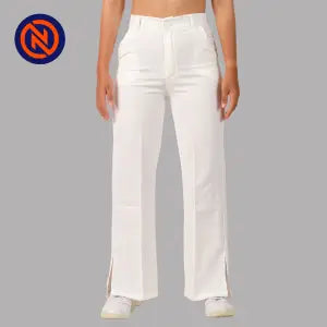 Nepster White Stretchable Formal Belly Pants For Women