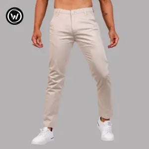 Wraon Cream Stretchable Premium Cotton Chinos For Men - Fashion | Pants For Men | Men's Wear | Chinos Pants |