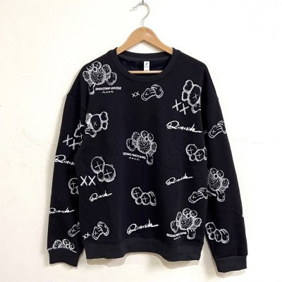65028# Kaws Printed Velvet Fleece Sweatshirt " Black "