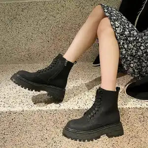 Double Sole Lace Up Light Weight Ankle Dam Boot For Women 6994-1