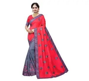 Prited Bollywood Cotton Jute Blend, Lace Saree(Pink, Gray)