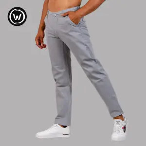 Wraon Grey Premium Stretchable Straight Fit Cotton Chinos For Men - Fashion | Pants For Men | Men's Wear | Chinos Pants |