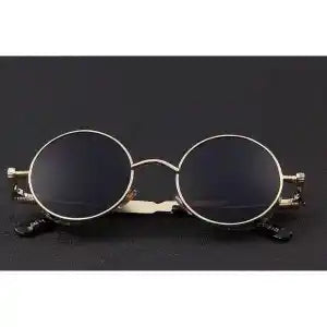 Metal Round Circle Frame Sunglasses for Men - Black Lens Silver Frame | Fashion Polyacrbonate Lens Sunglasses For Men