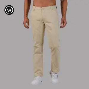 Wraon Cream Premium Stretchable Straight Fit Cotton Chinos For Men - Fashion | Pants For Men | Men's Wear | Chinos |