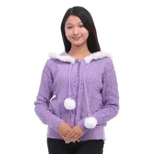 Woolen Hoodie Zipper Jacket For Women
